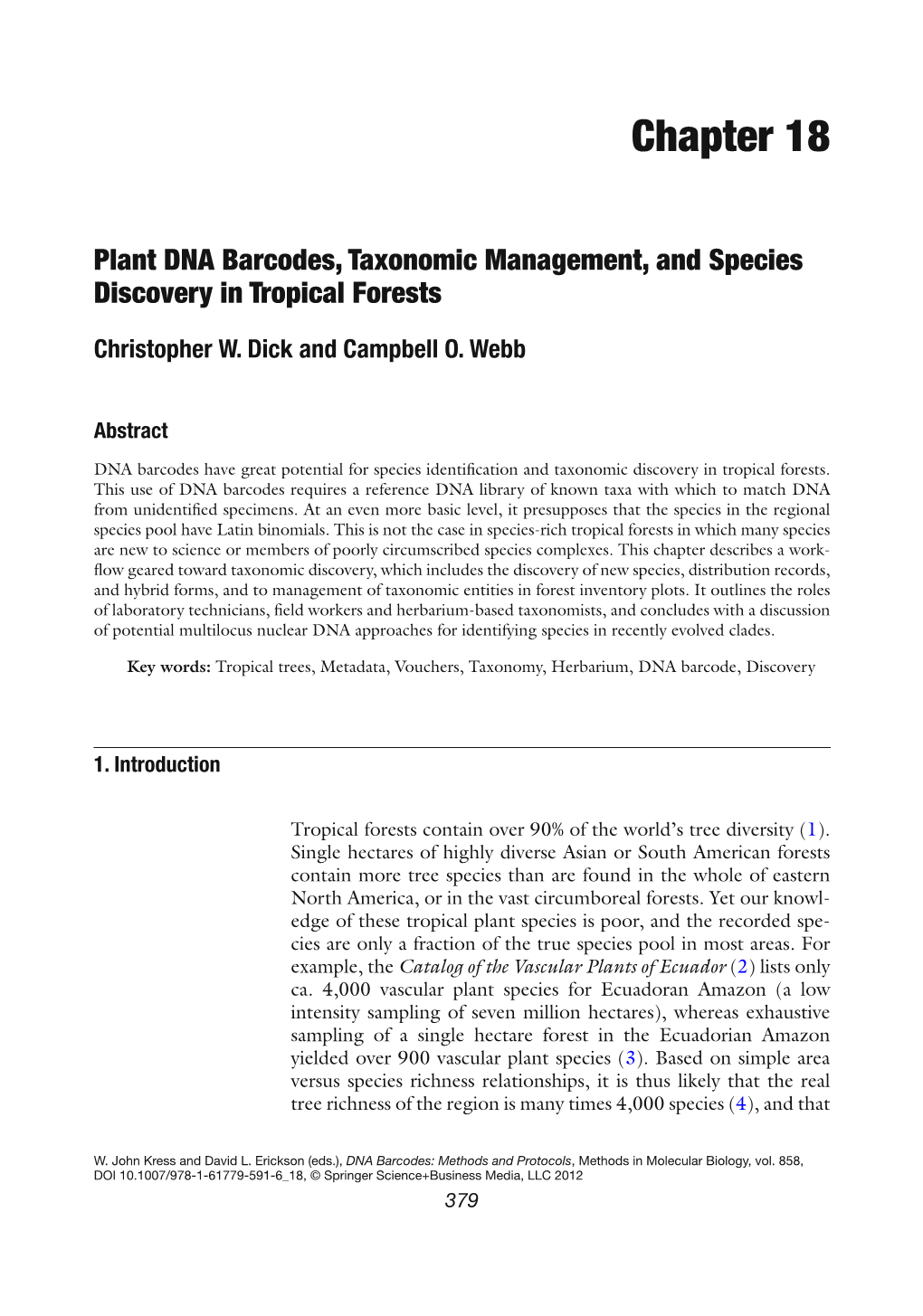 Chapter 18 Plant DNA Barcodes, Taxonomic Management, and Species Discovery in Tropical Forests