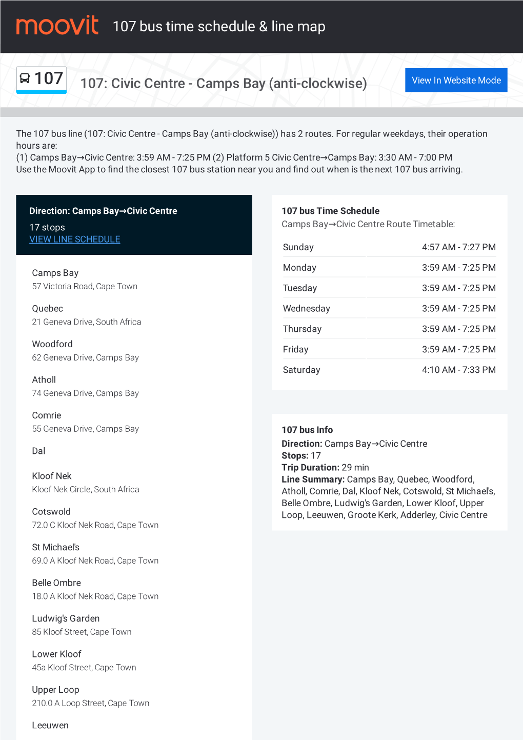 107 Bus Time Schedule & Line Route