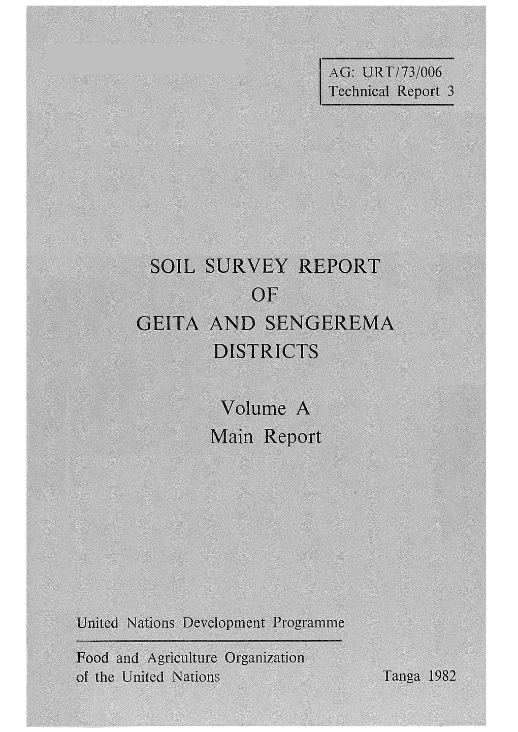 Soil Survey Report of Geita and Sengerema Districts Tanga