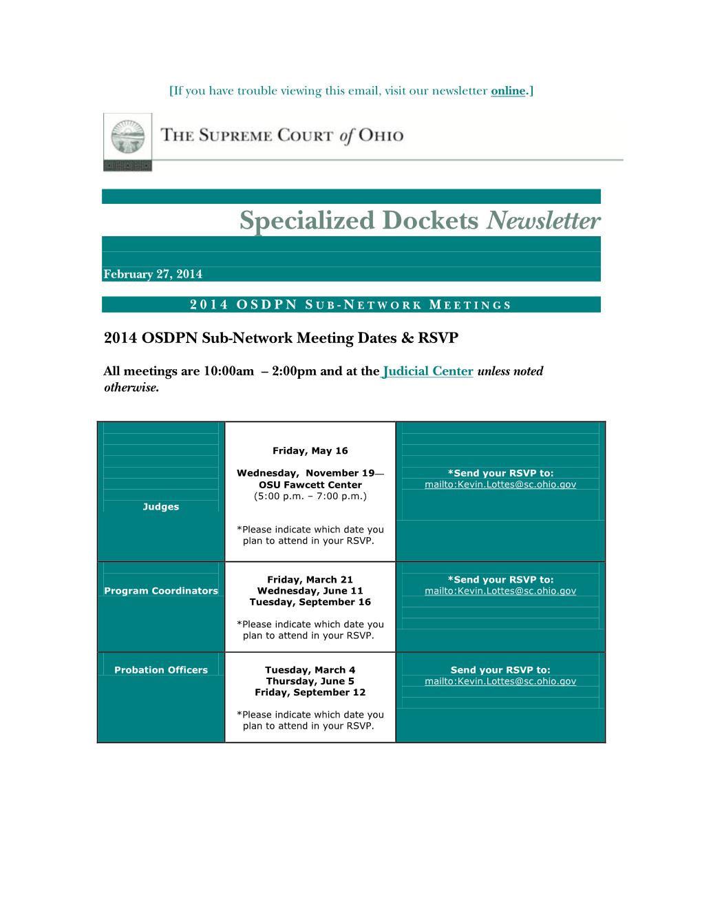 Specialized Dockets Newsletter