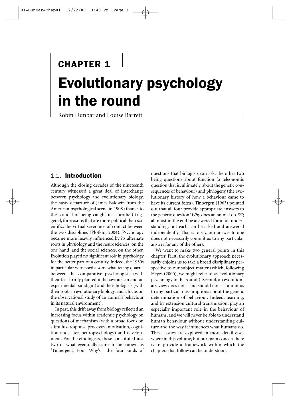 Evolutionary Psychology in the Round Robin Dunbar and Louise Barrett