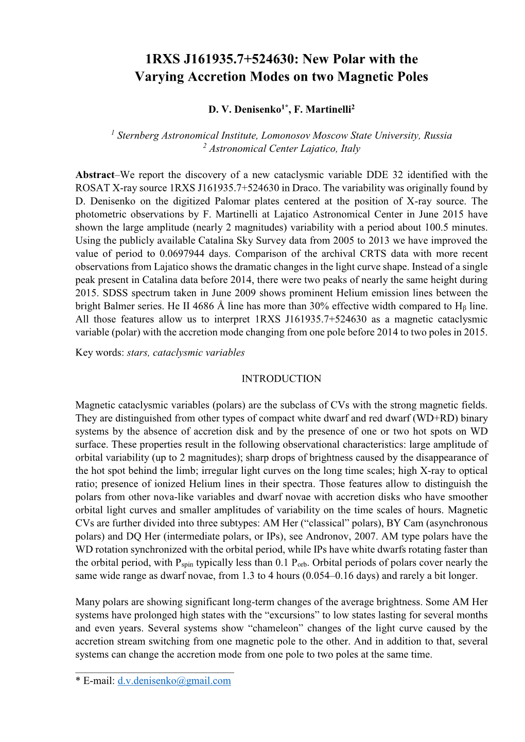 1RXS J161935.7+524630: New Polar with the Varying Accretion Modes on Two Magnetic Poles