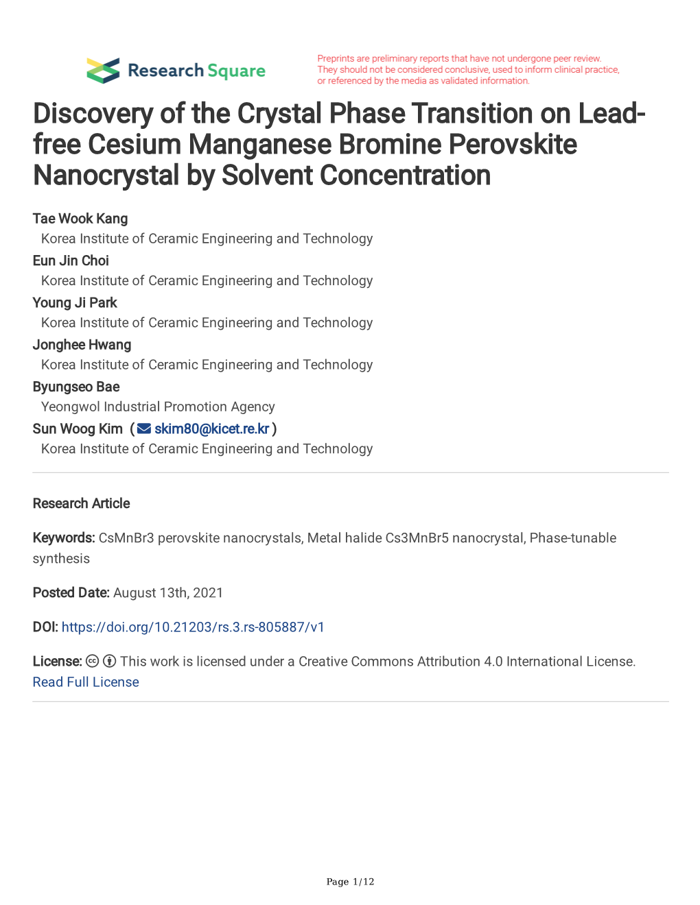 Free Cesium Manganese Bromine Perovskite Nanocrystal by Solvent Concentration
