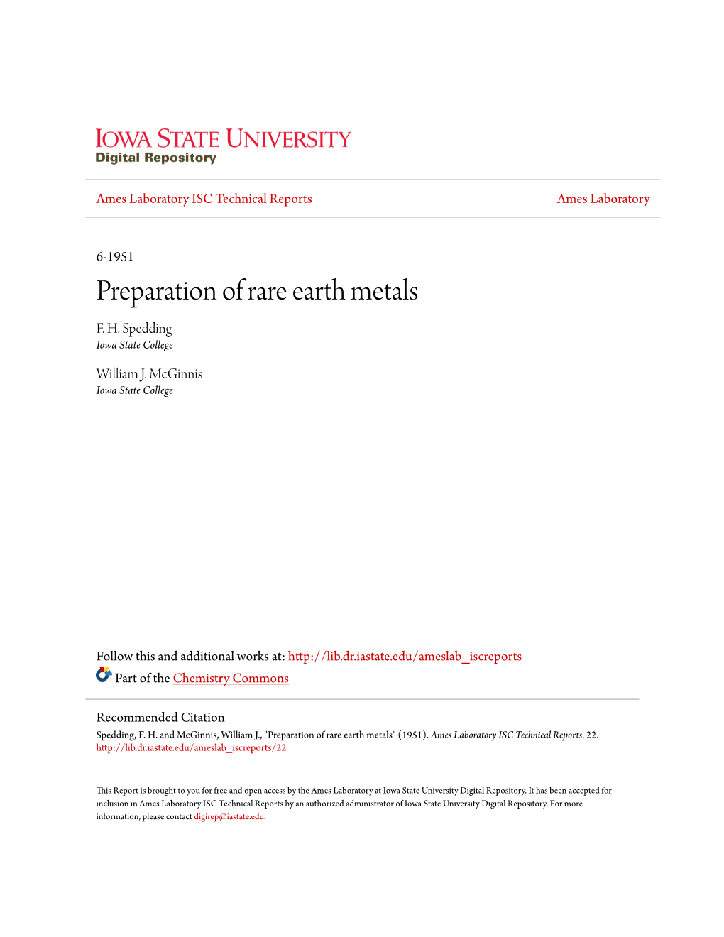 Preparation of Rare Earth Metals F