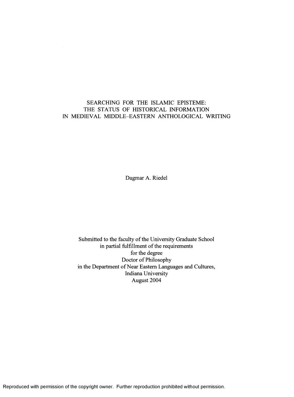 Searching for the Islamic Episteme: the Status of Historical Information in Medieval Middle-Eastern Anthological Writing