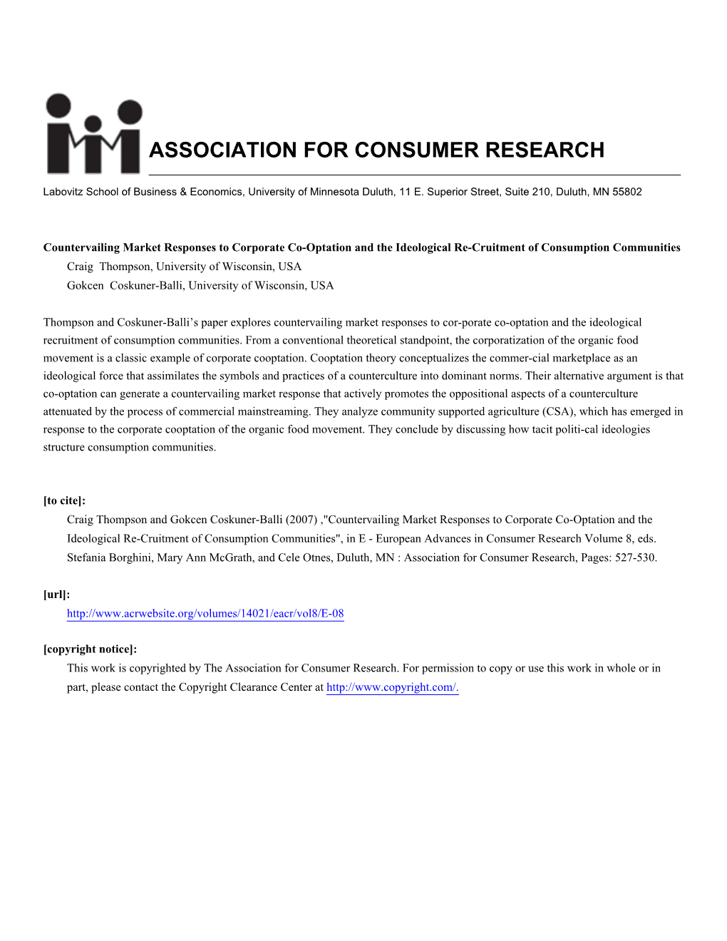 Association for Consumer Research