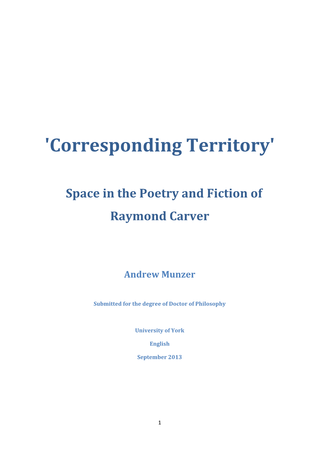 'Corresponding Territory' Space in The