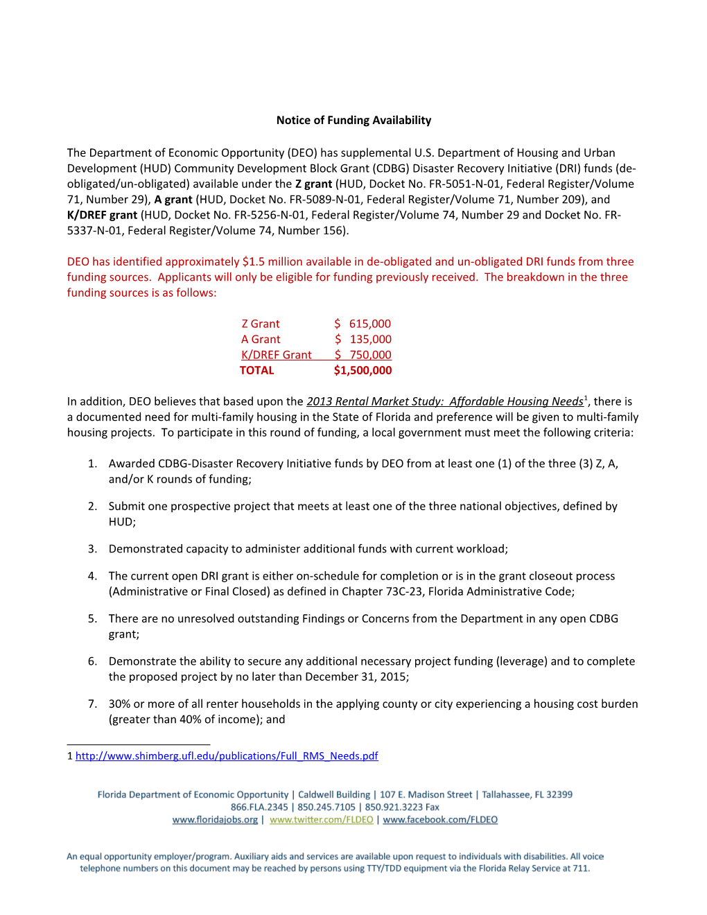 Notice of Funding Availability s2