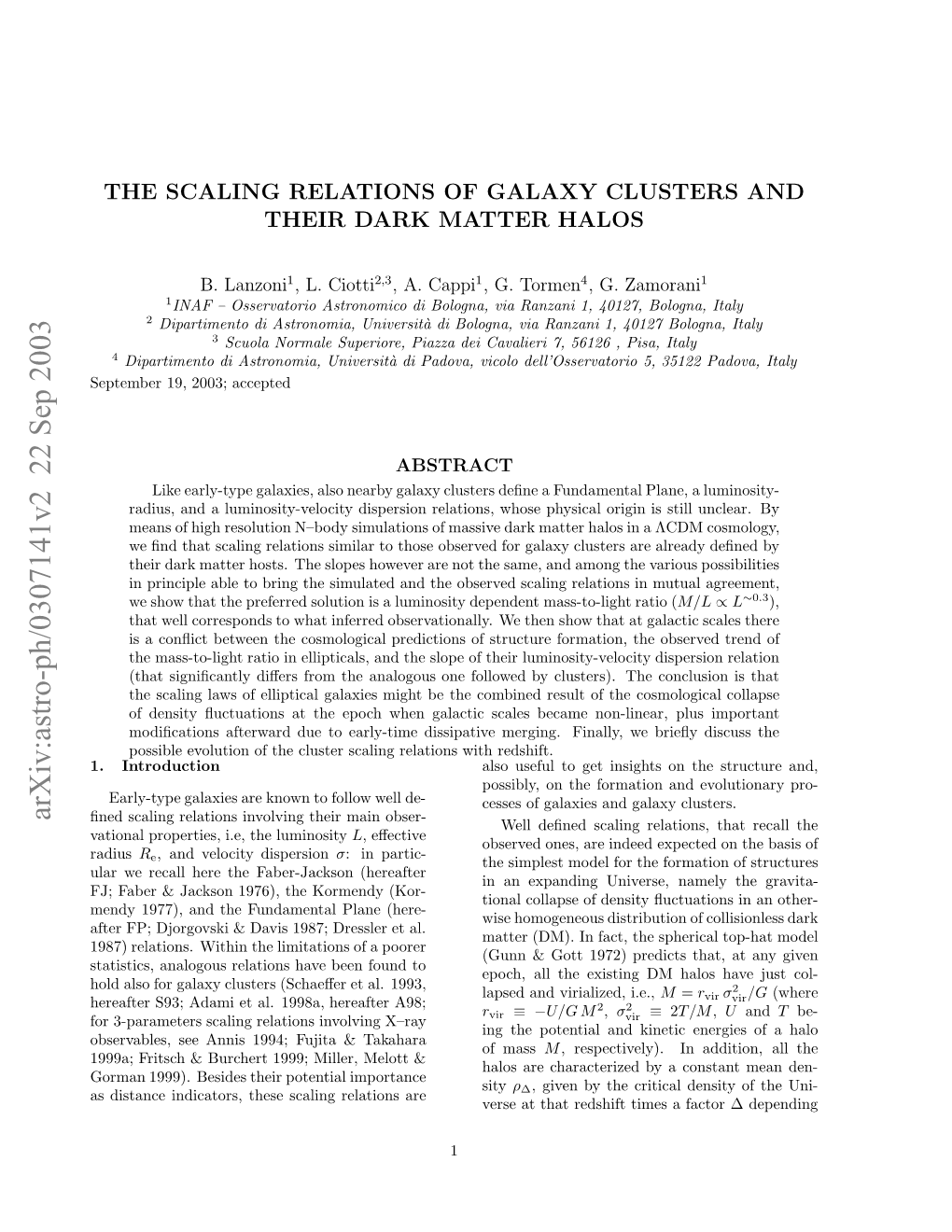 The Scaling Relations of Galaxy Clusters and Their Dark Matter Halos