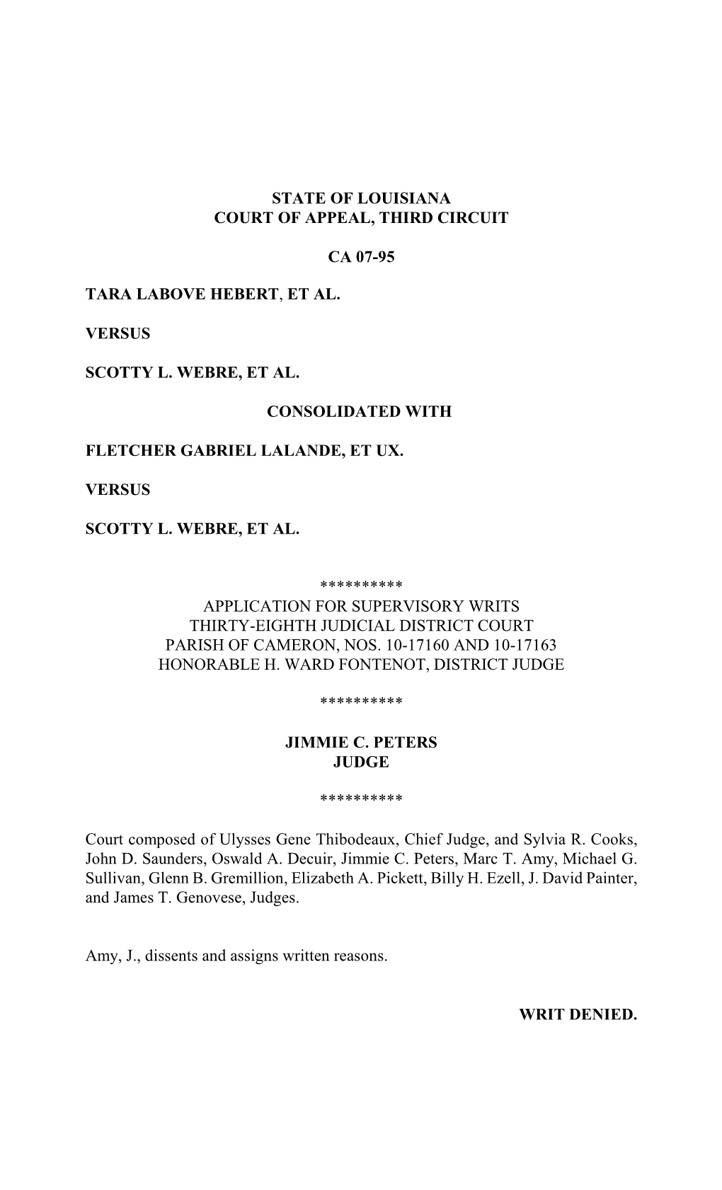 State of Louisiana Court of Appeal, Third Circuit Ca 07
