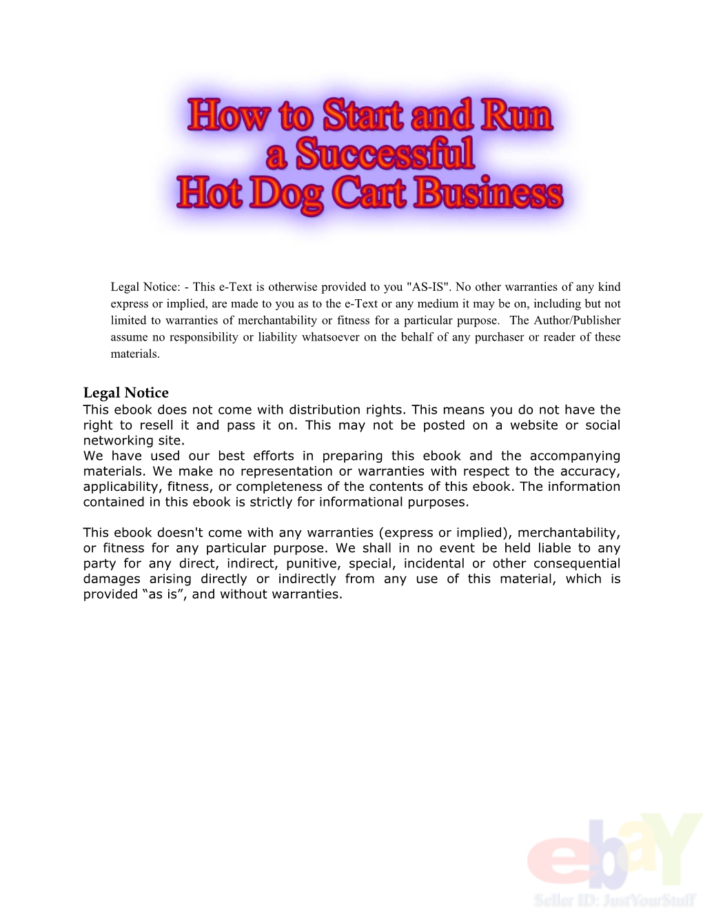 Hot Dog Business Ebook