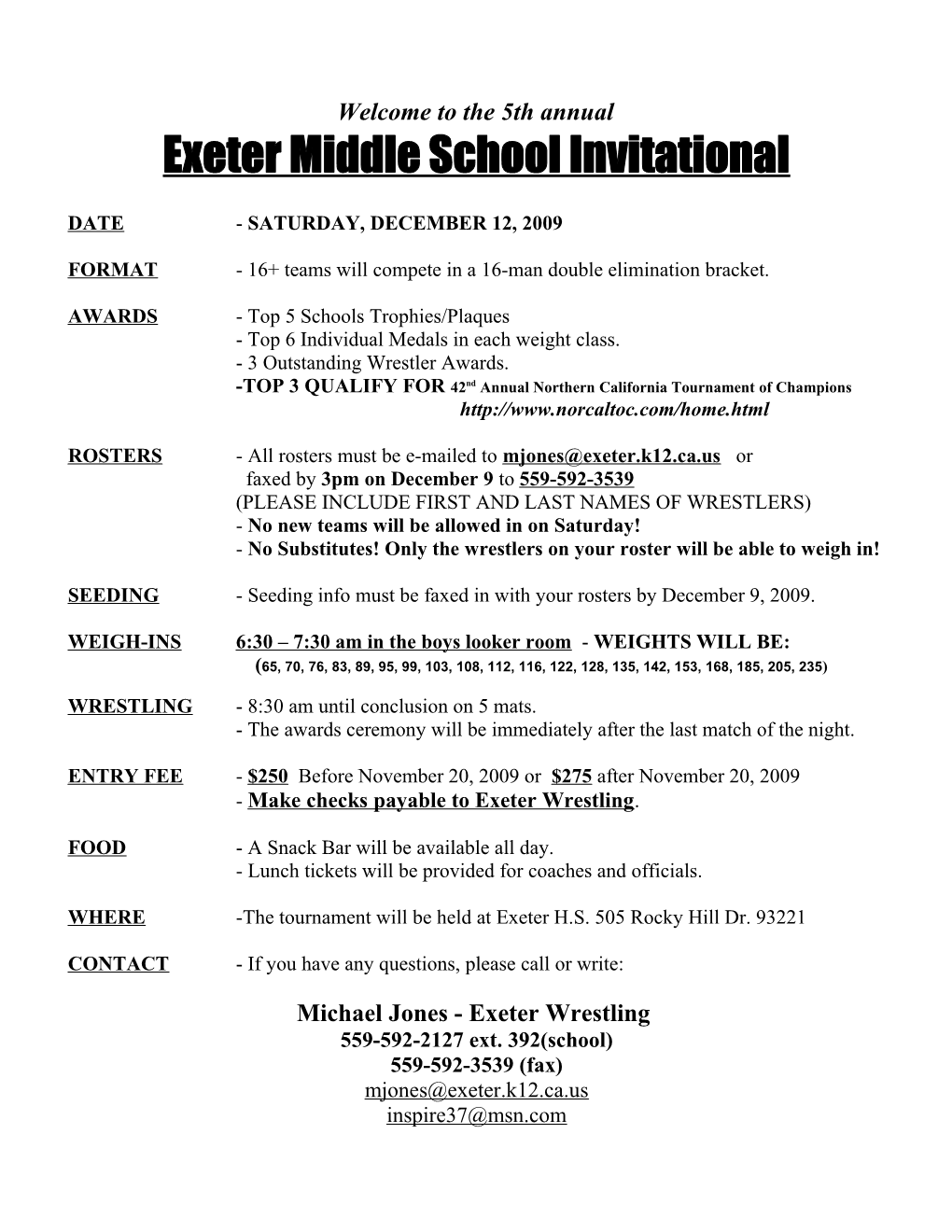 Exeter Middle School Invitational