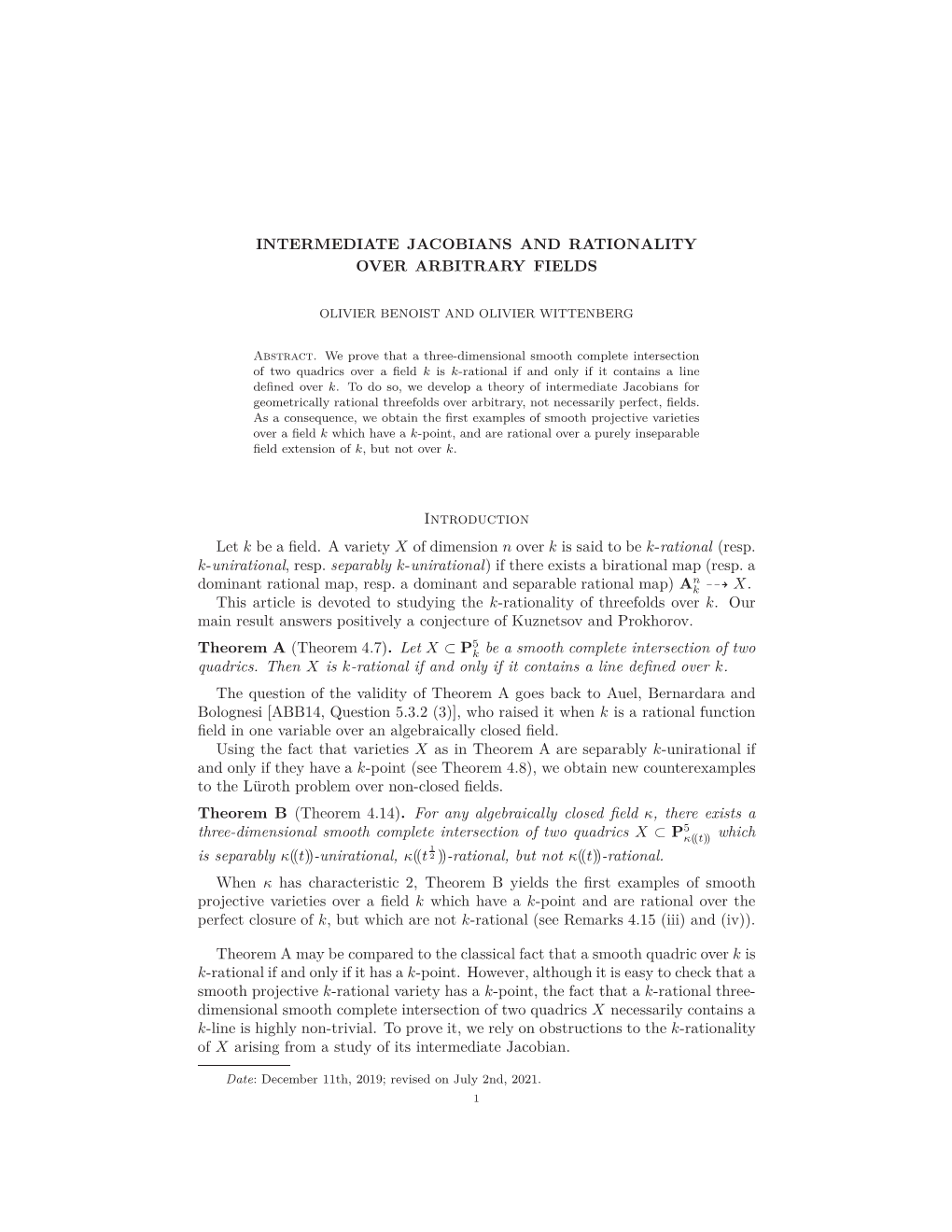 Intermediate Jacobians and Rationality Over Arbitrary Fields