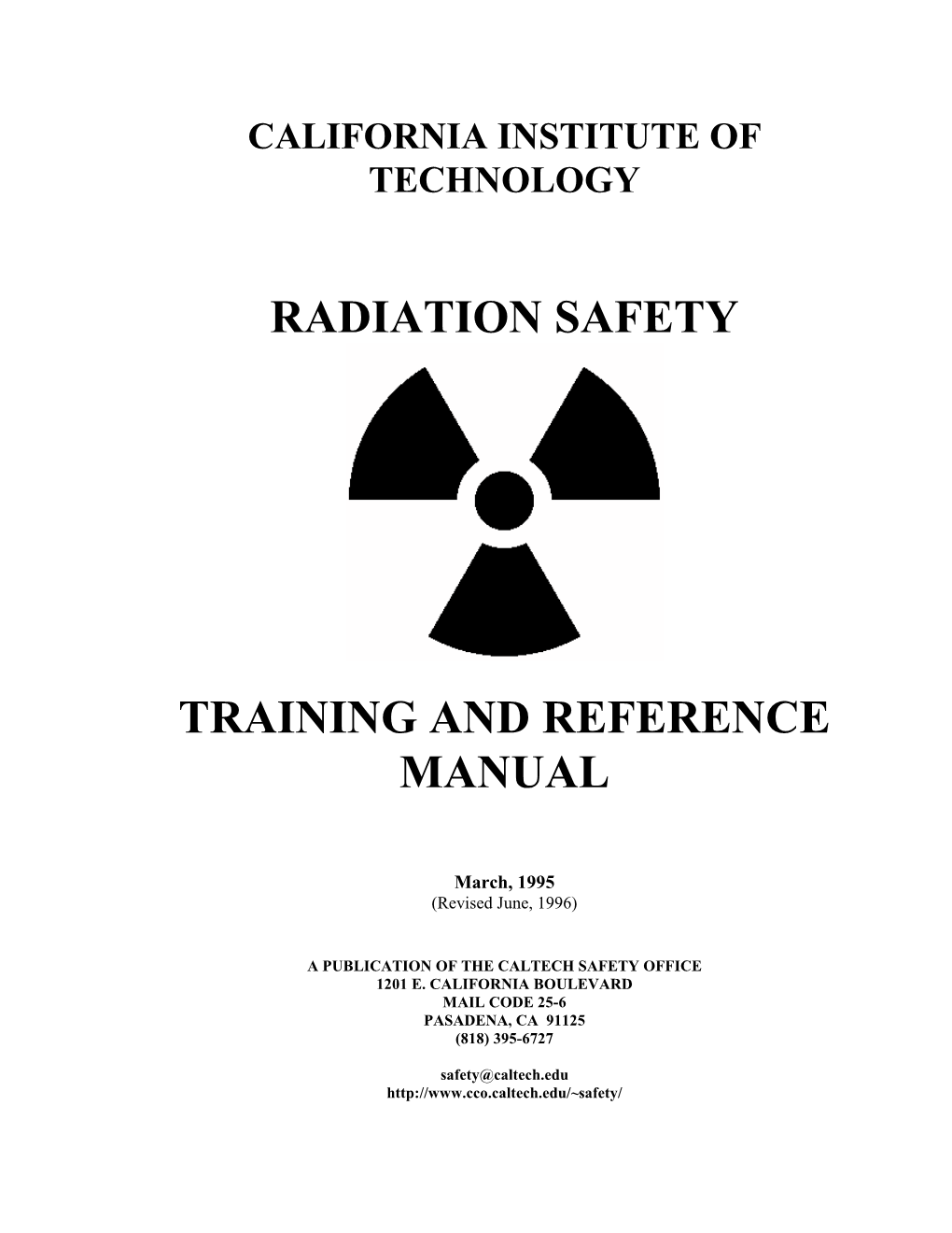 Radiation Safety Training and Reference Manual