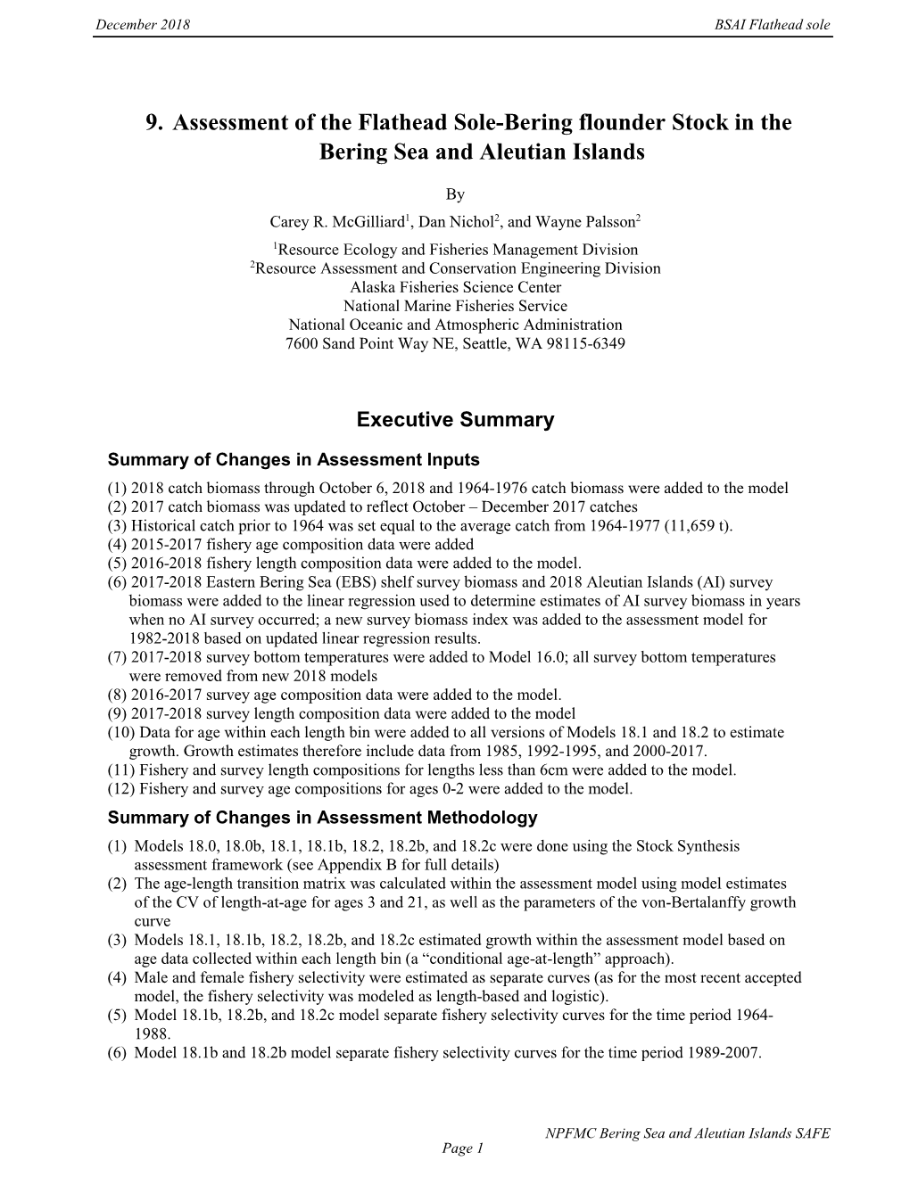 Assessment of the Flathead Sole-Bering Flounder Stock in the Bering Sea and Aleutian Islands