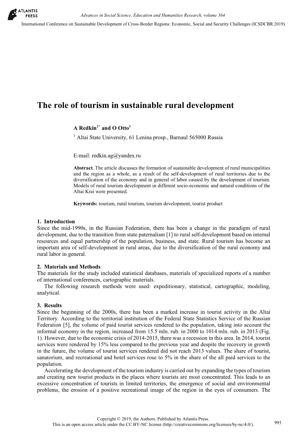 The Role of Tourism in Sustainable Rural Development