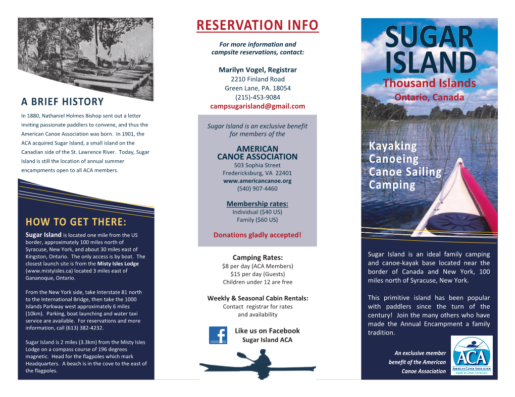 Sugar Island Is an Exclusive Benefit American Canoe Association Was Born