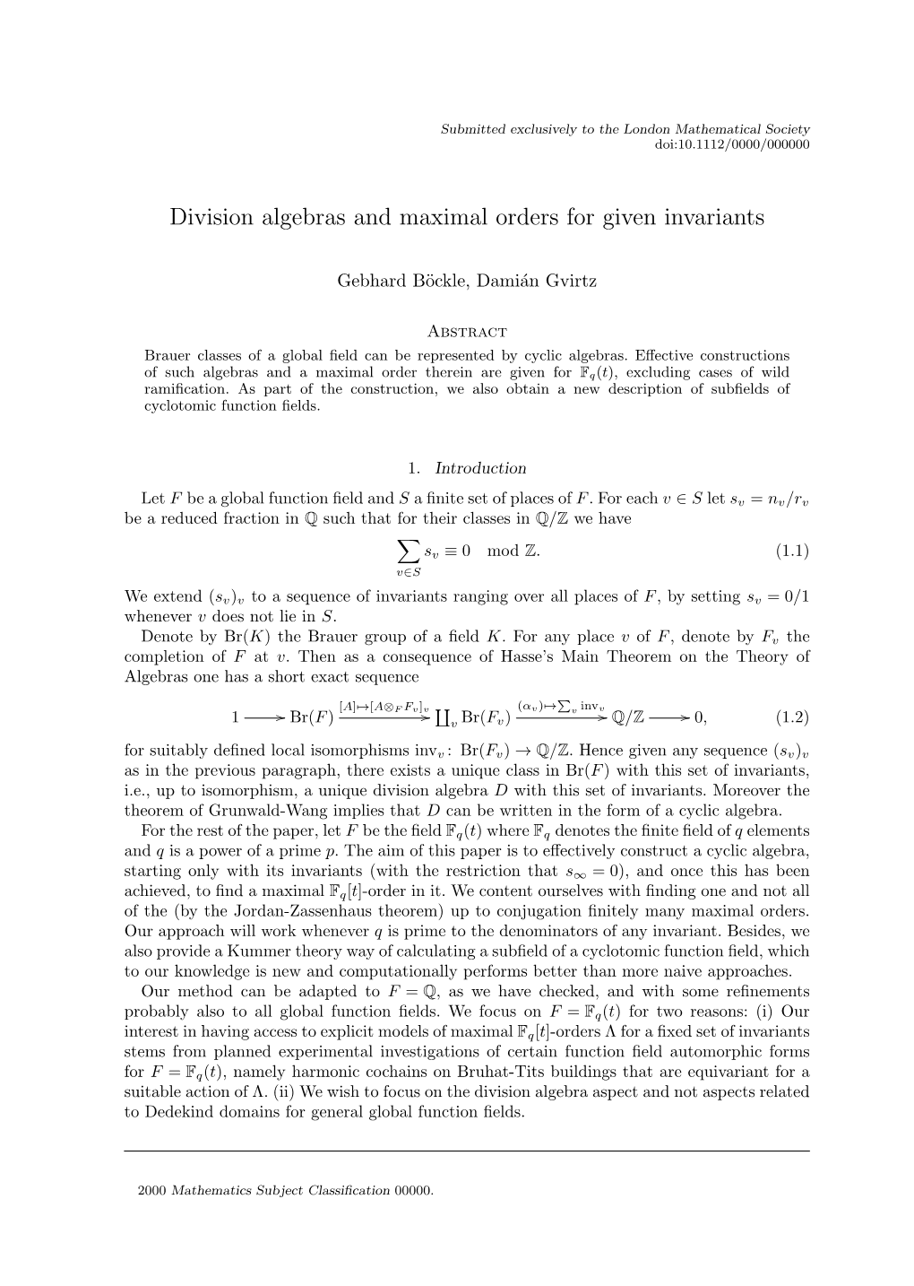 Division Algebras and Maximal Orders for Given Invariants