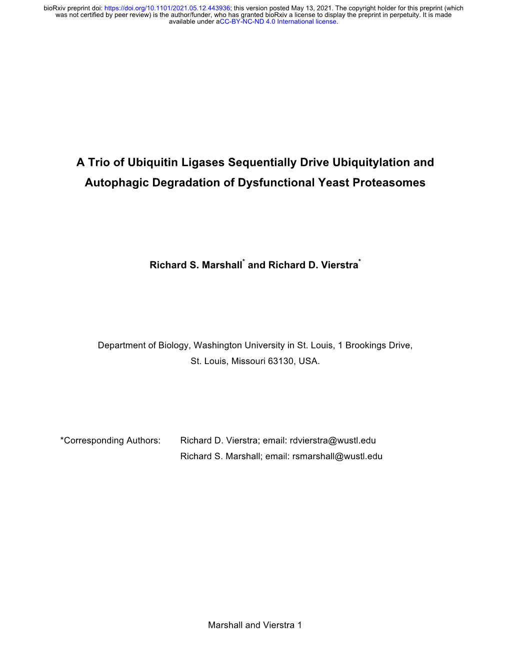 A Trio of Ubiquitin Ligases Sequentially Drive Ubiquitylation and Autophagic Degradation of Dysfunctional Yeast Proteasomes