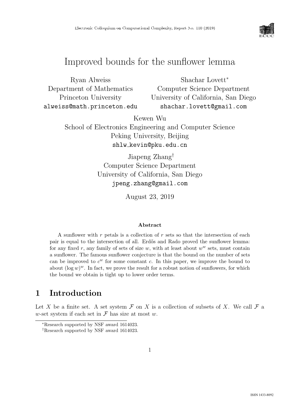 Improved Bounds for the Sunflower Lemma