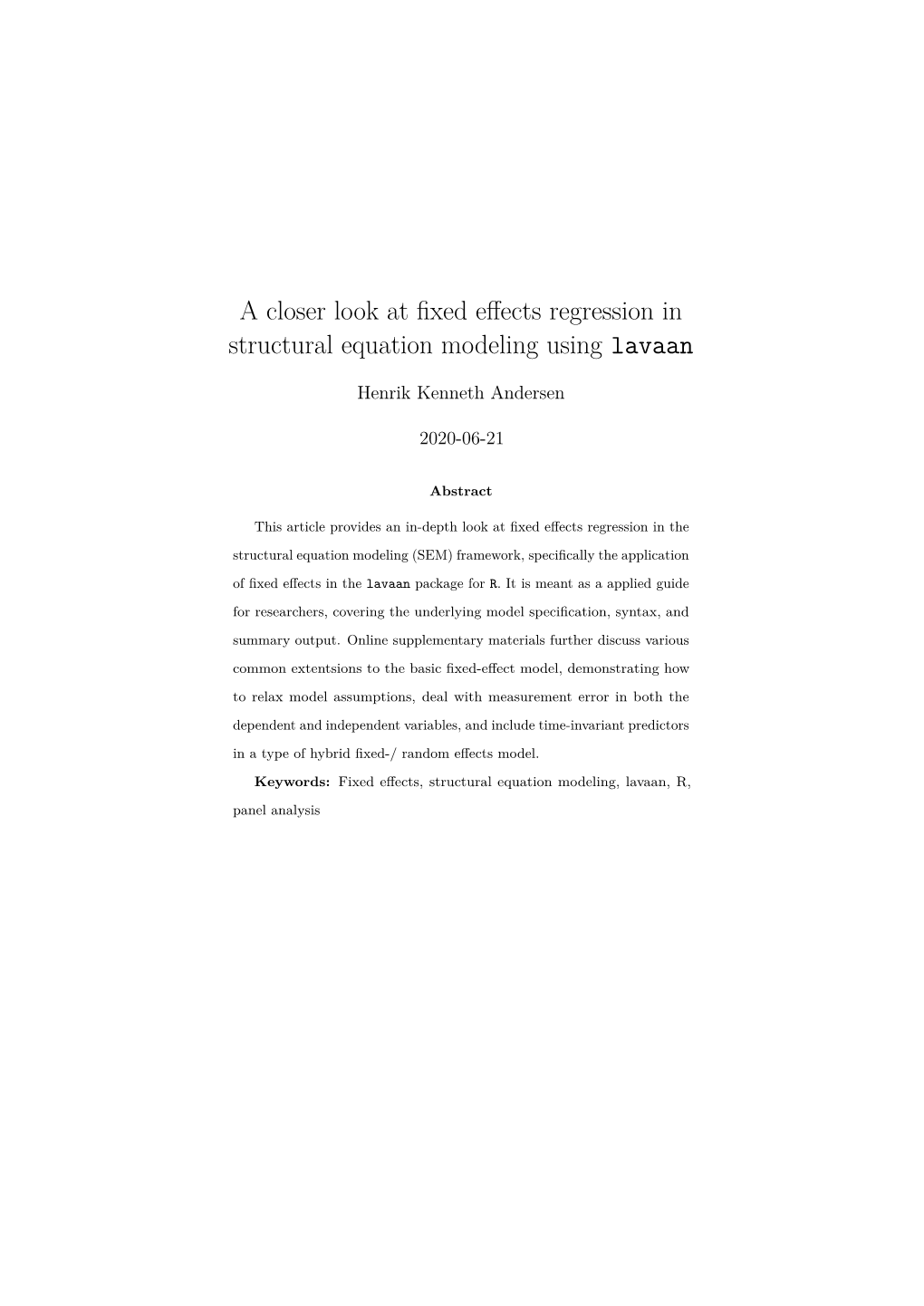 A Closer Look at Fixed Effects Regression in Structural Equation