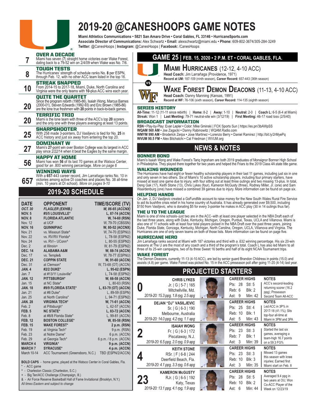 2019-20 @Caneshoops Game Notes