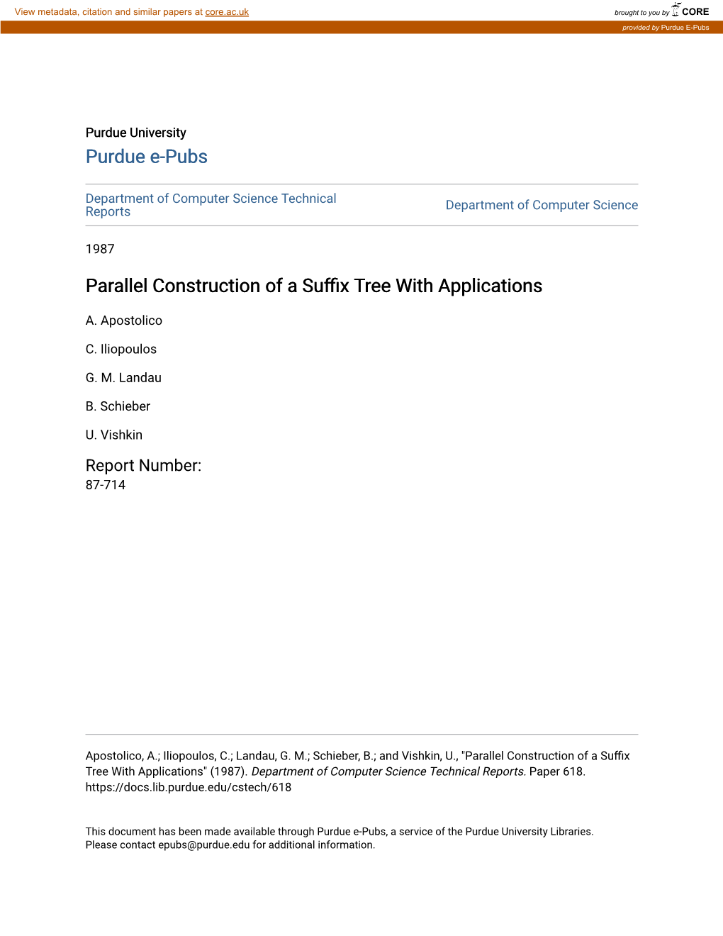 Parallel Construction of a Suffix Tree with Applications