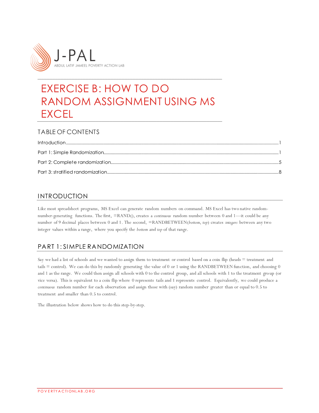 Exercise B: How to Do Random Assignment Using Ms Excel