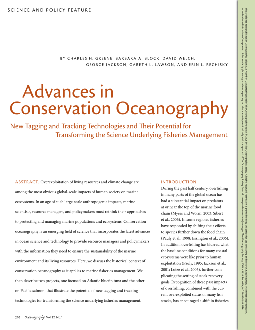 Advances in Conservation Oceanography
