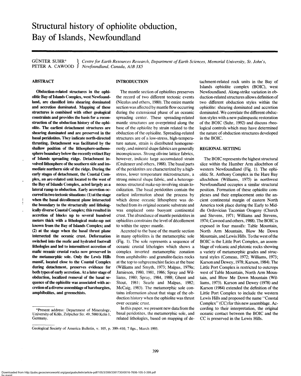 Structural History of Ophiolite Obduction, Bay of Islands, Newfoundland