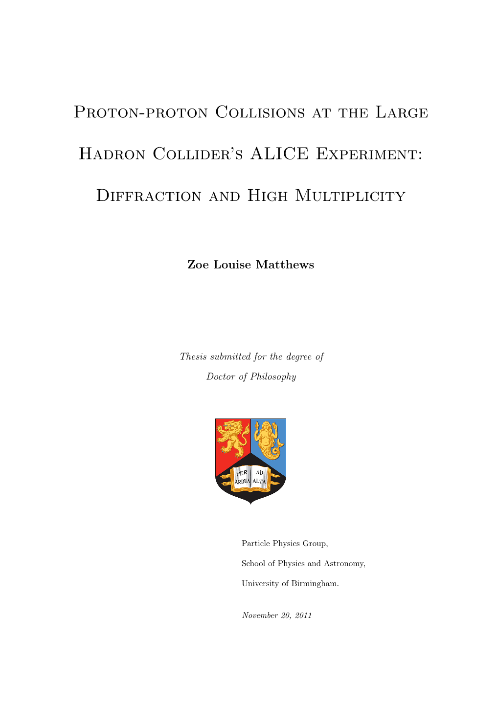 Proton-Proton Collisions at the Large Hadron Collider's ALICE Experiment: Diffraction and High Multiplicity