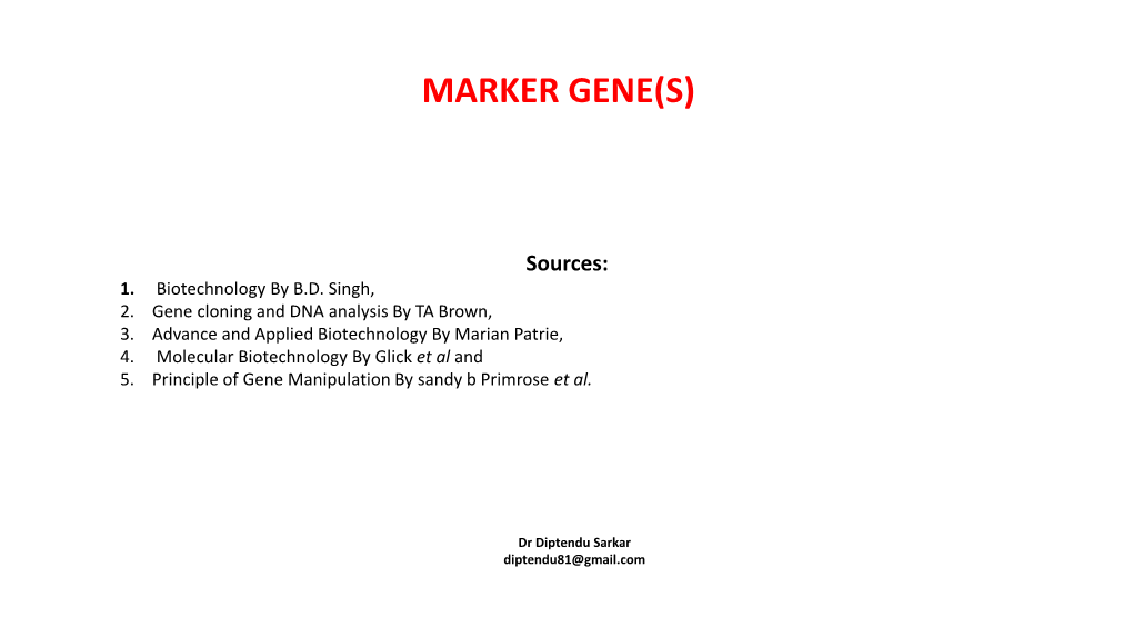 Marker Gene(S)