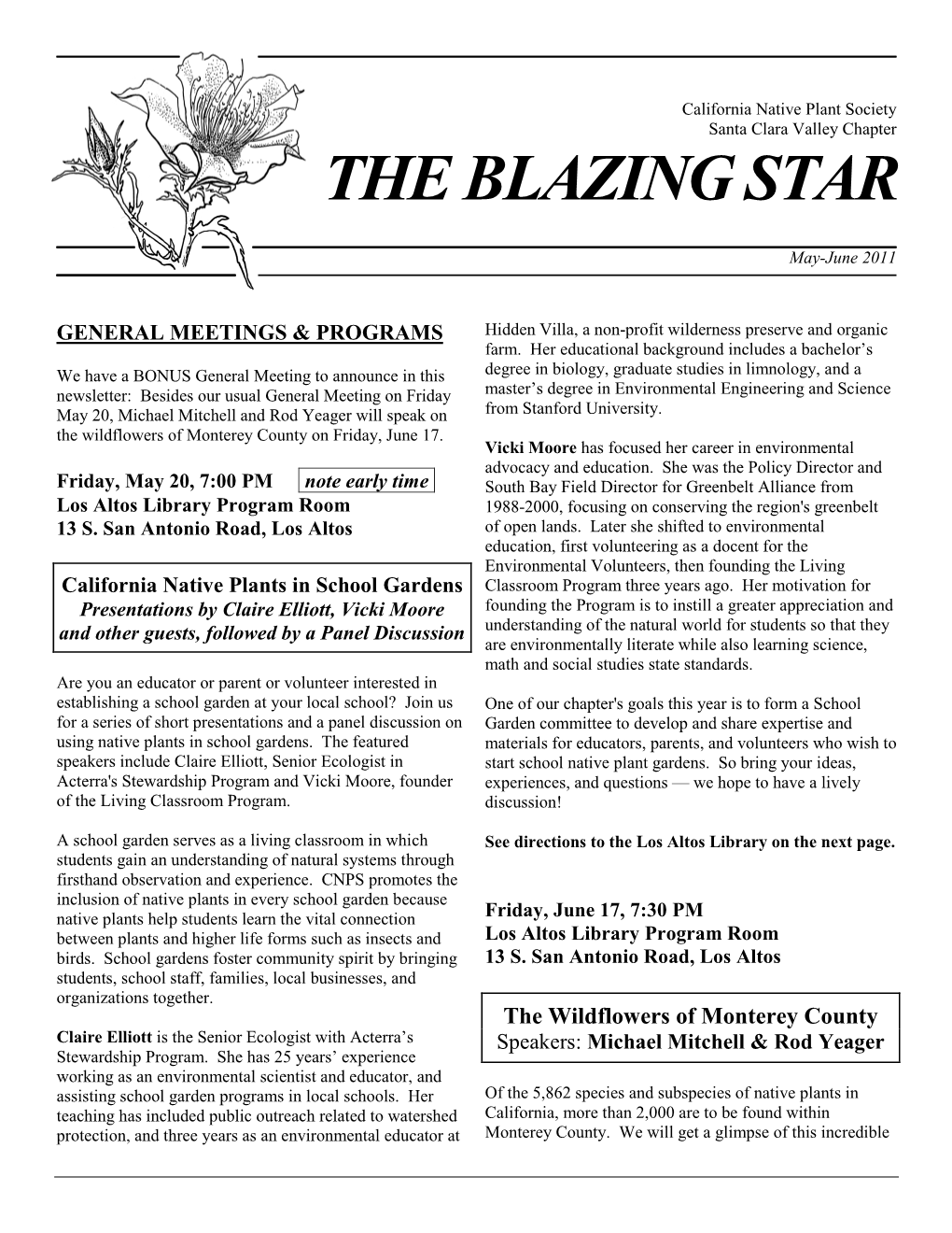 Blazing Star Newsletter