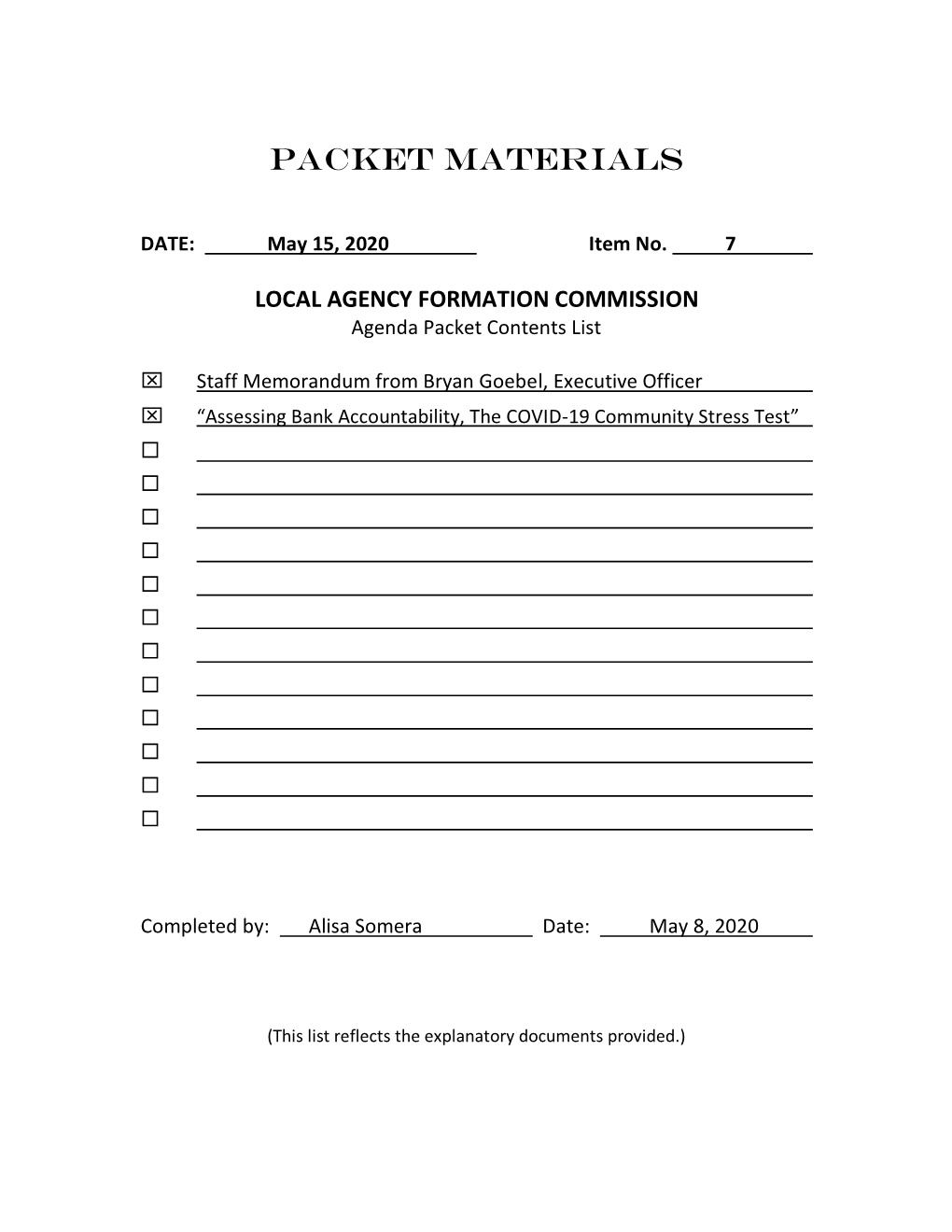 Packet Materials