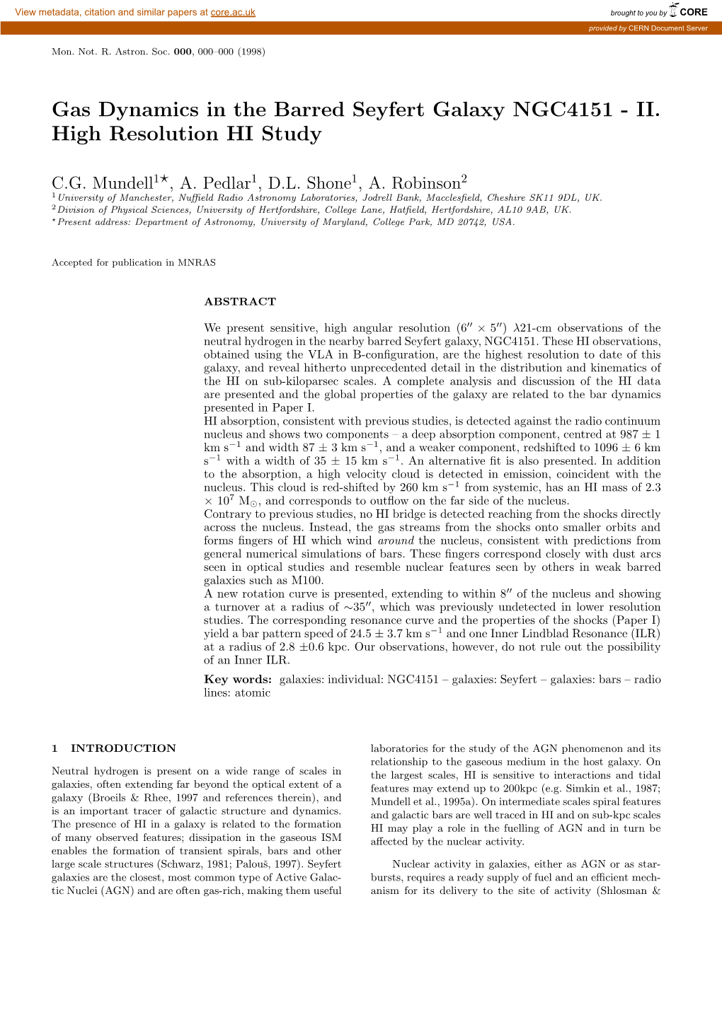 Gas Dynamics in the Barred Seyfert Galaxy NGC4151 - II