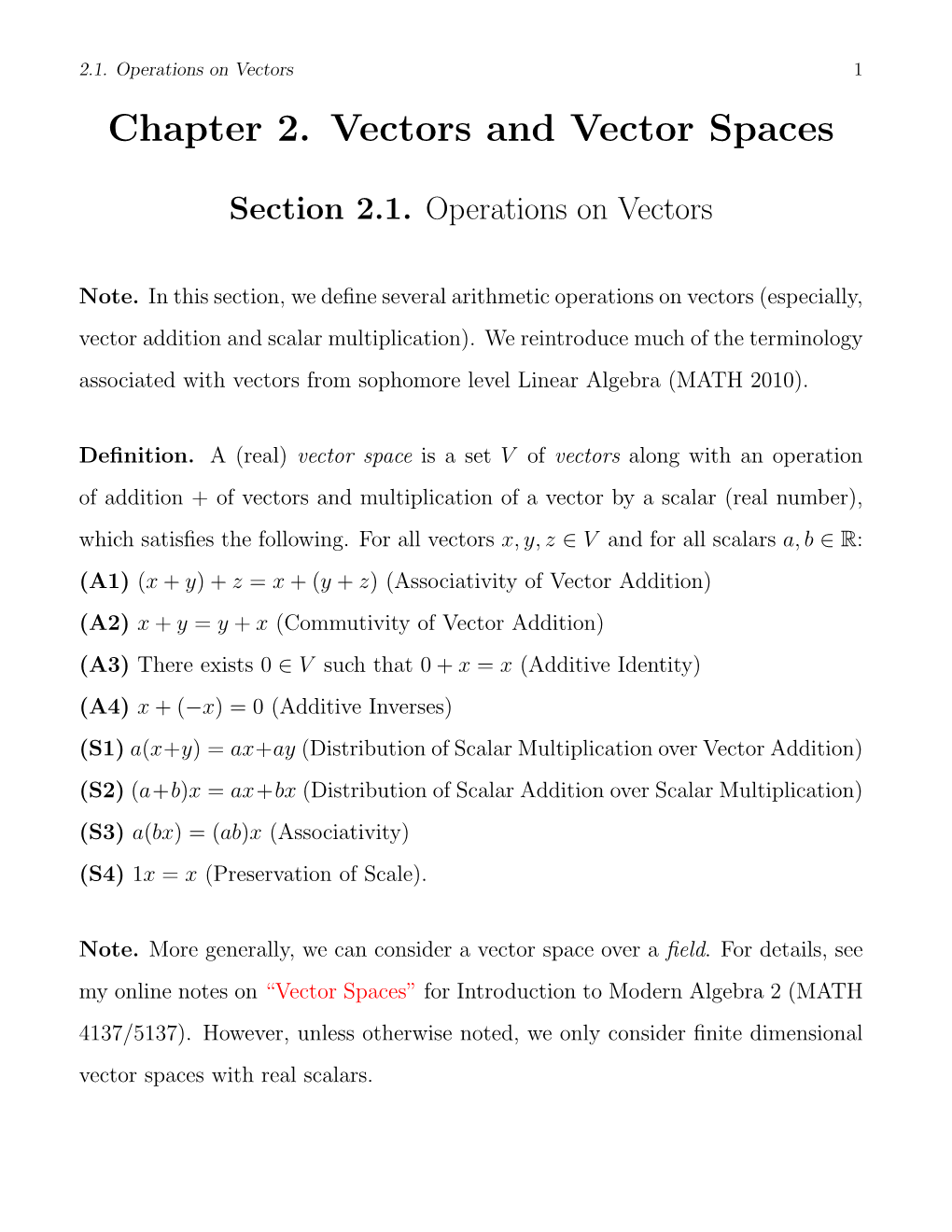 Chapter 2. Vectors and Vector Spaces