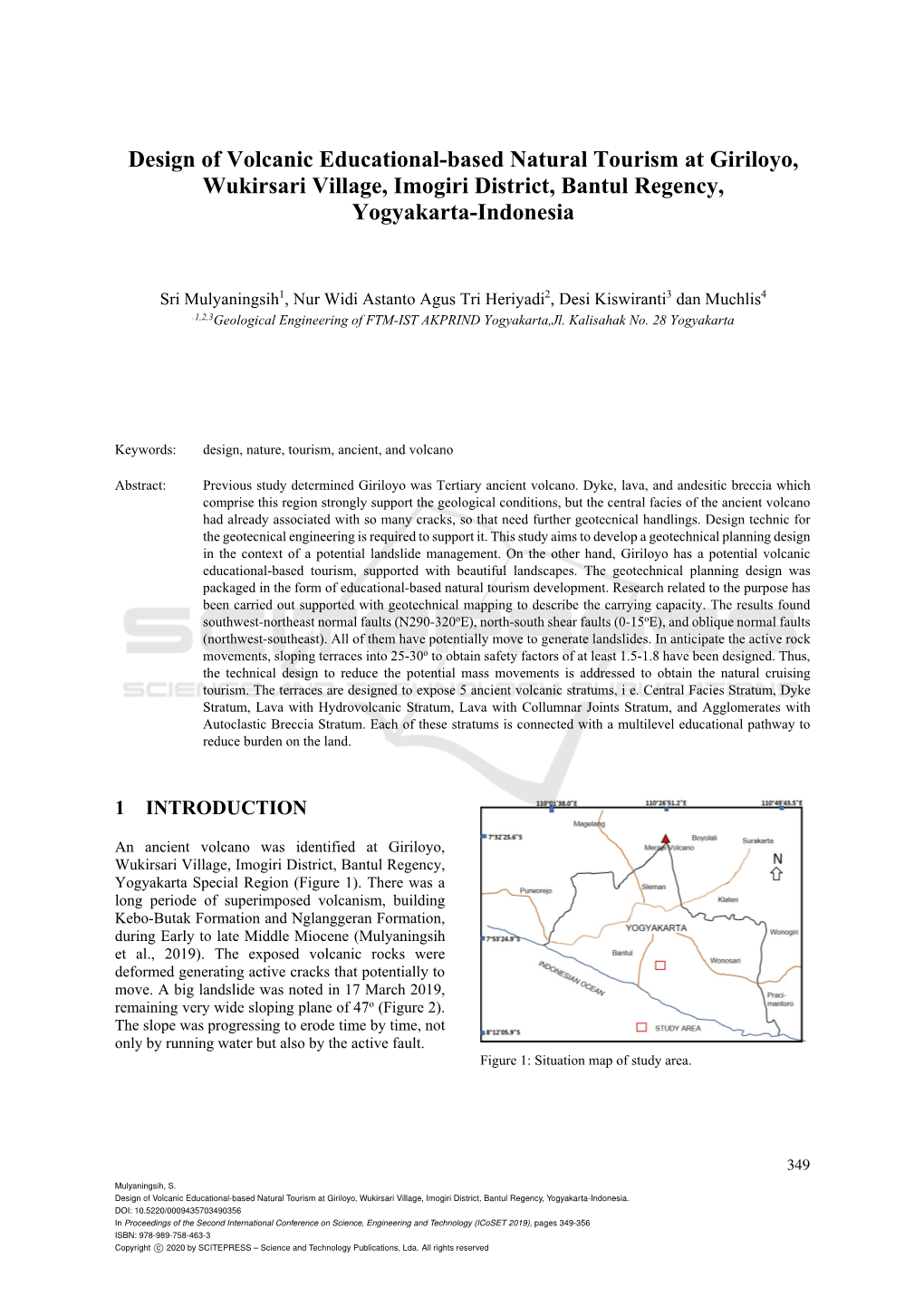 Design of Volcanic Educational-Based Natural Tourism at Giriloyo, Wukirsari Village, Imogiri District, Bantul Regency, Yogyakarta-Indonesia