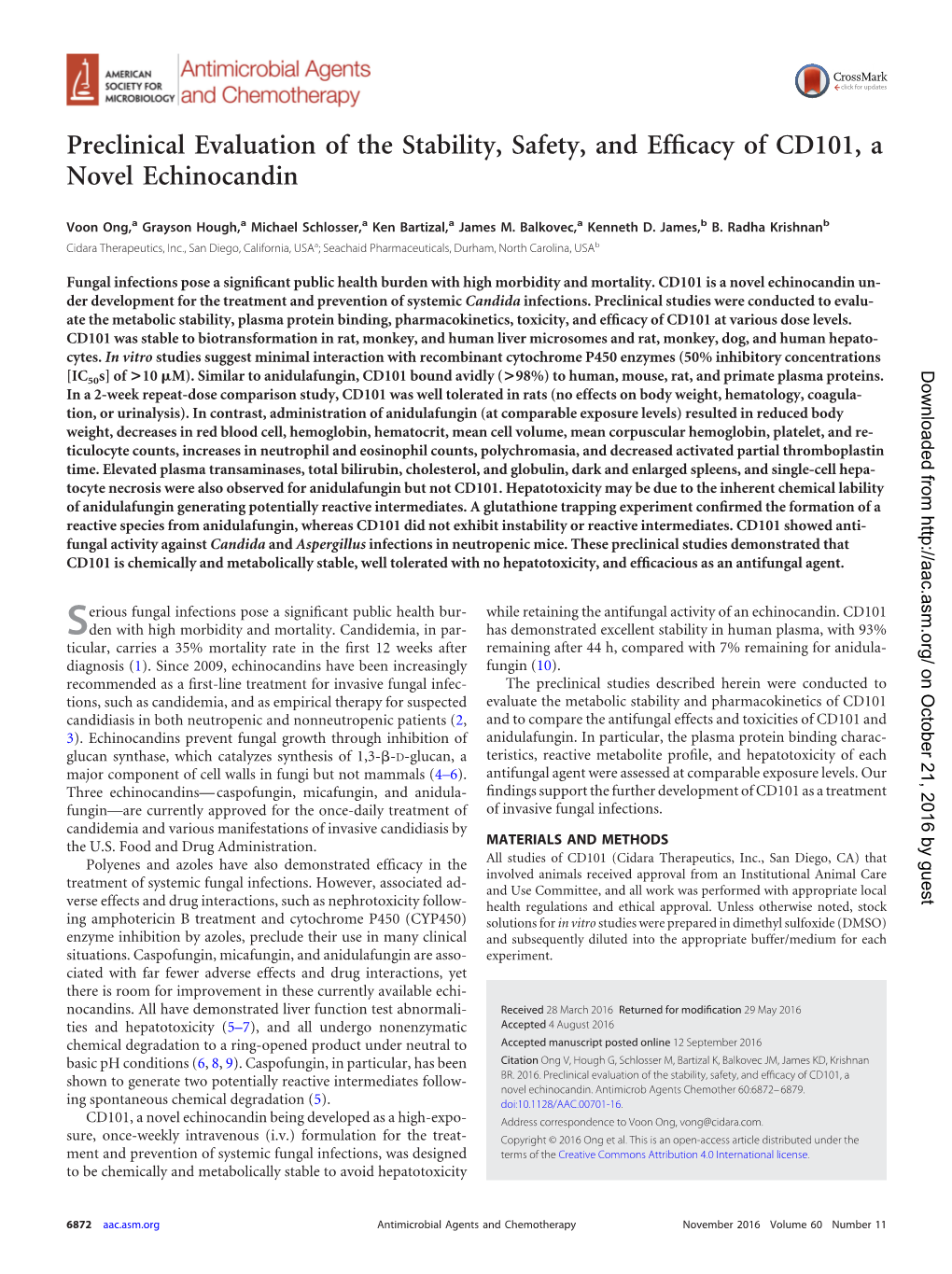 Preclinical Evaluation of the Stability, Safety, and Efficacy of CD101, A