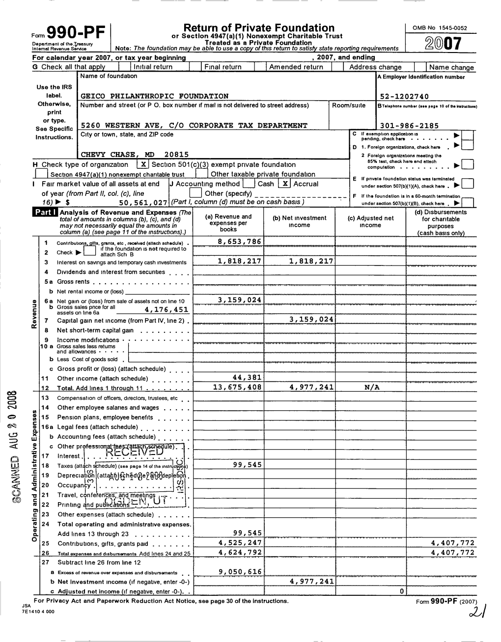 990-PF Return of Private Foundation