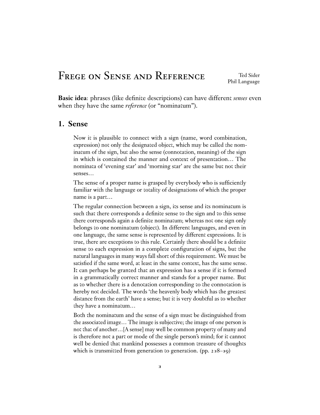 Frege on Sense and Reference Phil Language