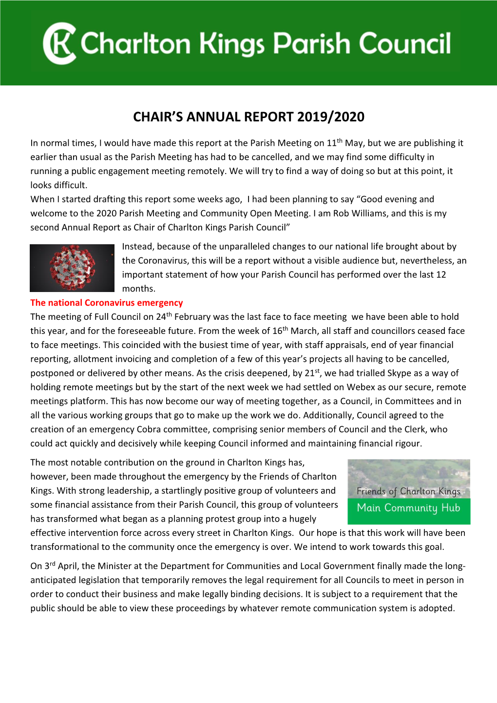 Chair's Annual Report 2019/2020