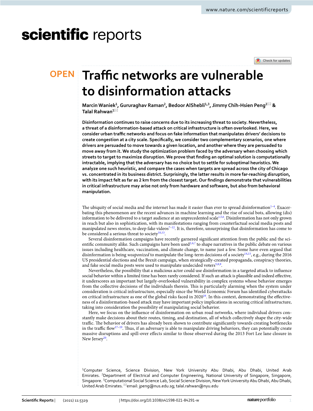 Traffic Networks Are Vulnerable to Disinformation Attacks