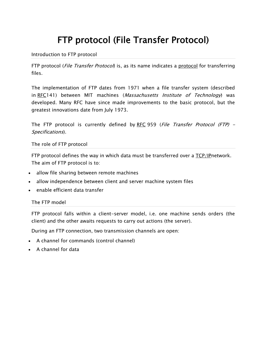 FTP Protocol (File Transfer Protocol)