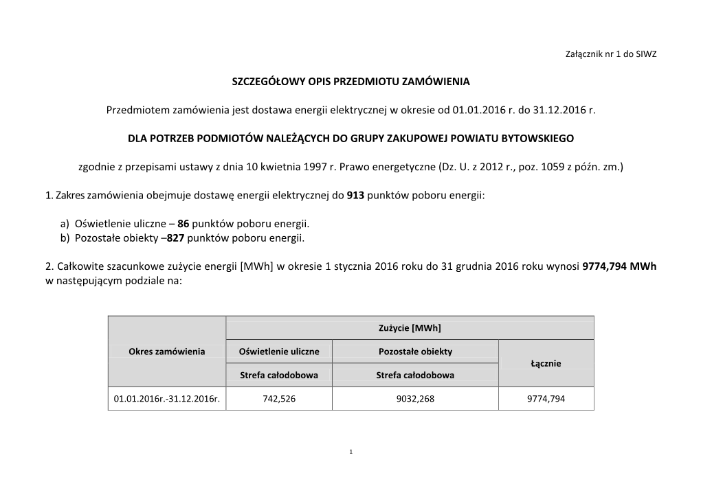 Załącznik Nr 1 Do SIWZ