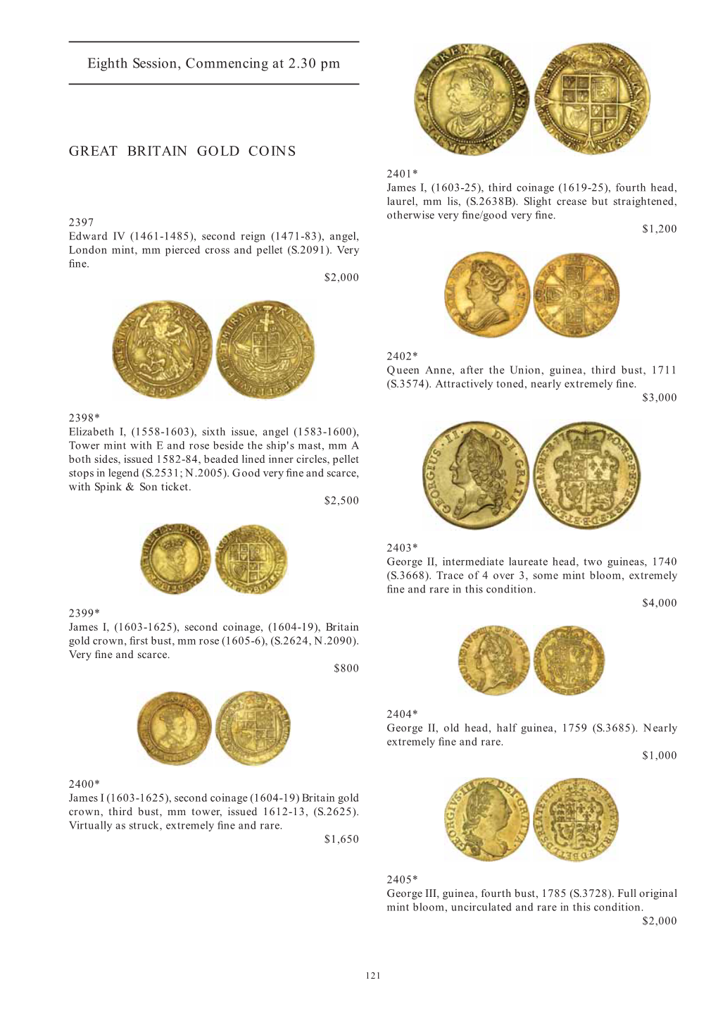 Eighth Session, Commencing at 2.30 Pm GREAT BRITAIN GOLD COINS