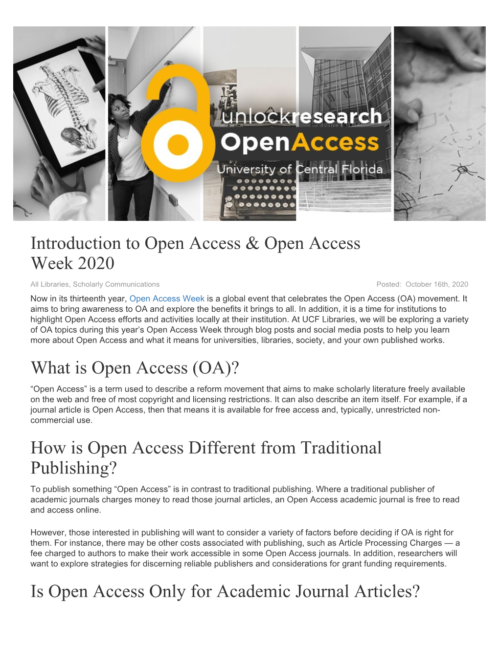 Introduction to Open Access & Open Access Week 2020