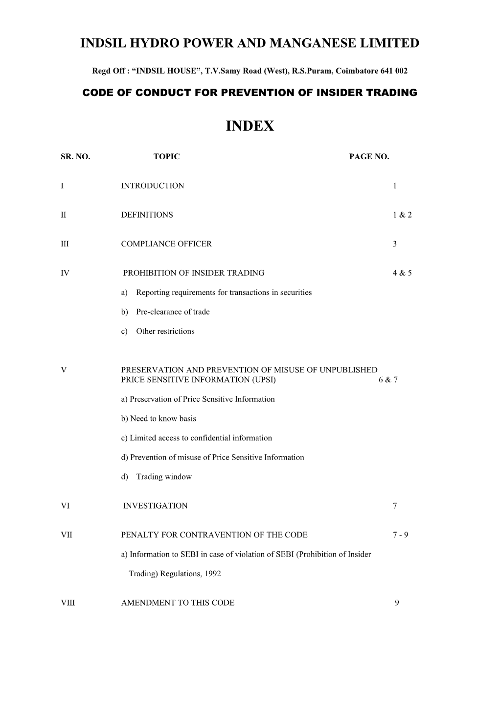 Indsil Hydro Power and Manganese Limited