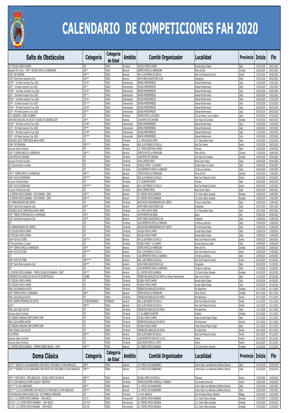 Calendario 2020