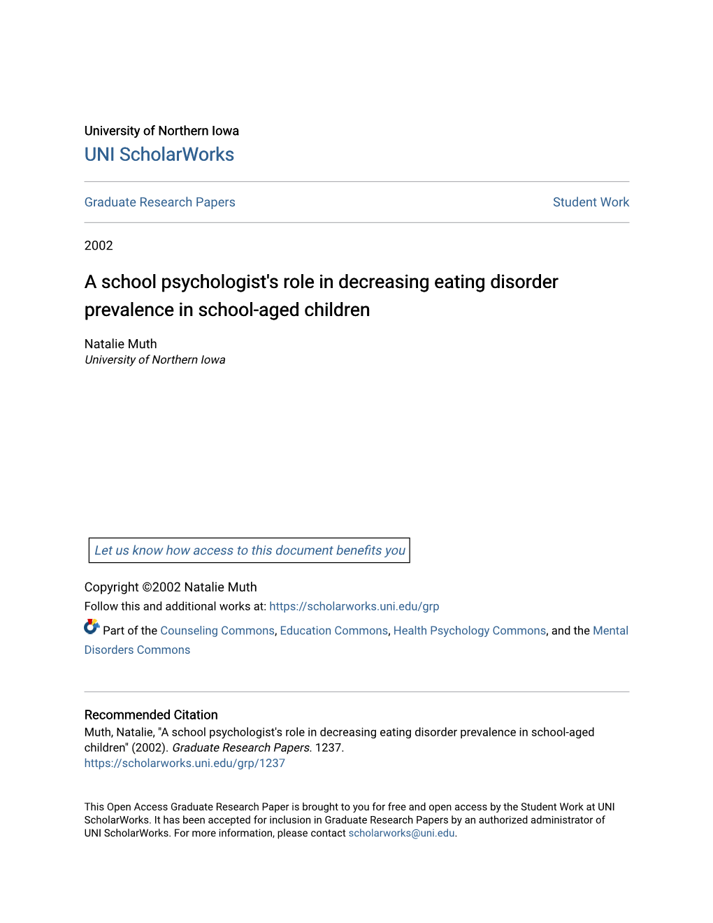 A School Psychologist's Role in Decreasing Eating Disorder Prevalence in School-Aged Children