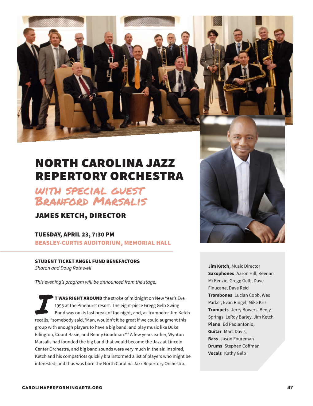 North Carolina Jazz Repertory Orchestra with Special Guest Branford Marsalis James Ketch, Director